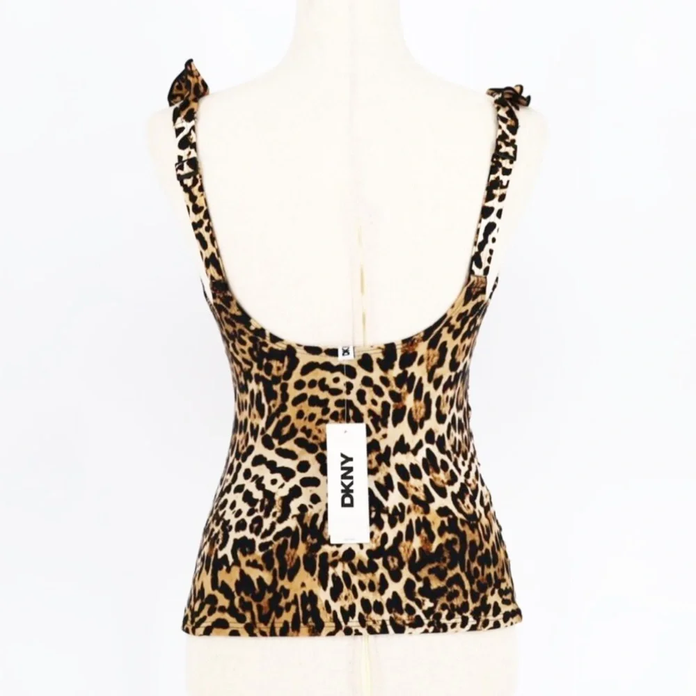 DKNY Leopard Cheetah Tummy Control Tankini Size Small NEW